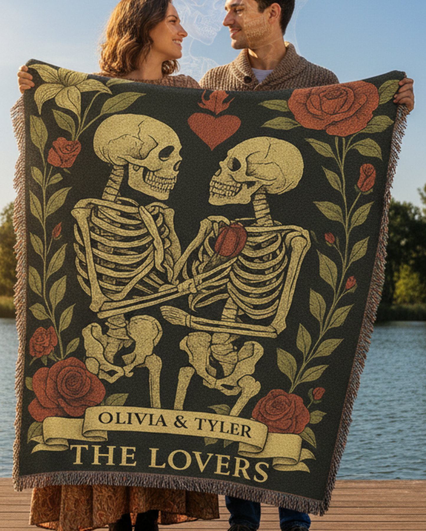 (Limited Edition) Eternal Lovers "Today, Tomorrow, Forever" Personalized Couples Woven Blanket Gift