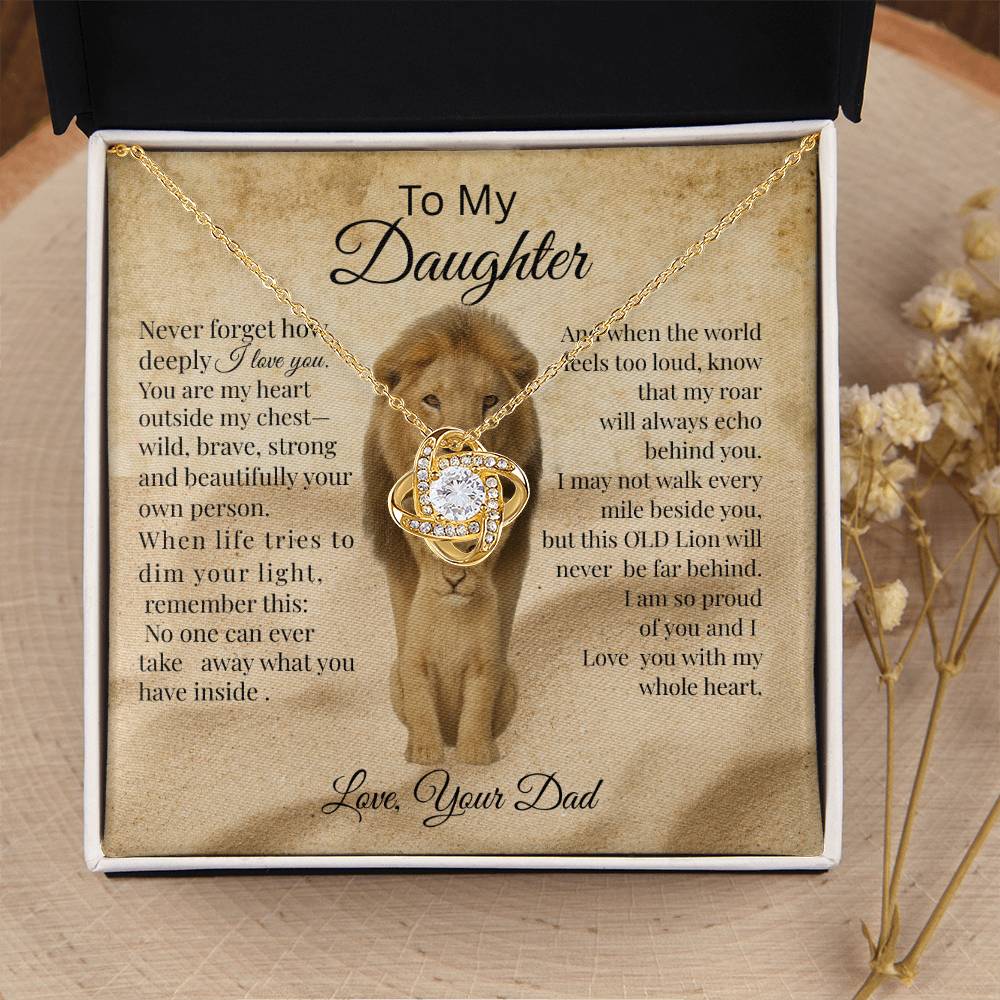 To My Daughter – Lion Heart Necklace Gift from Dad