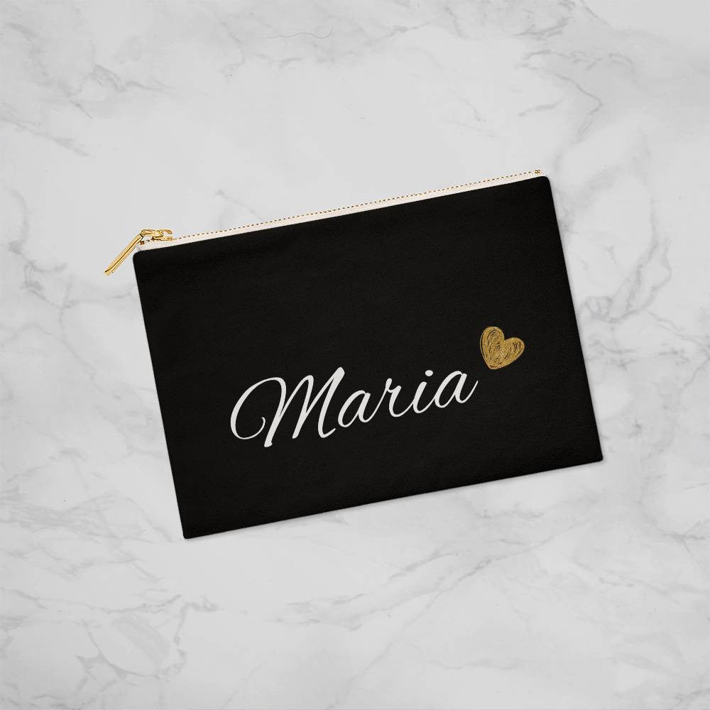 Personalized Bridesmaid Black Cosmetic Bag