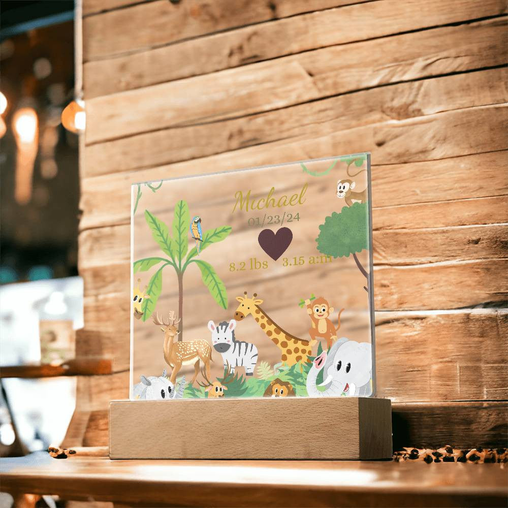 New Born Stats-Keepsake Square Acrylic