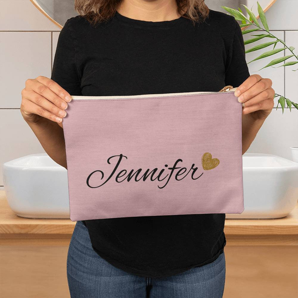 Personalized Large Gray Cosmetic Bag