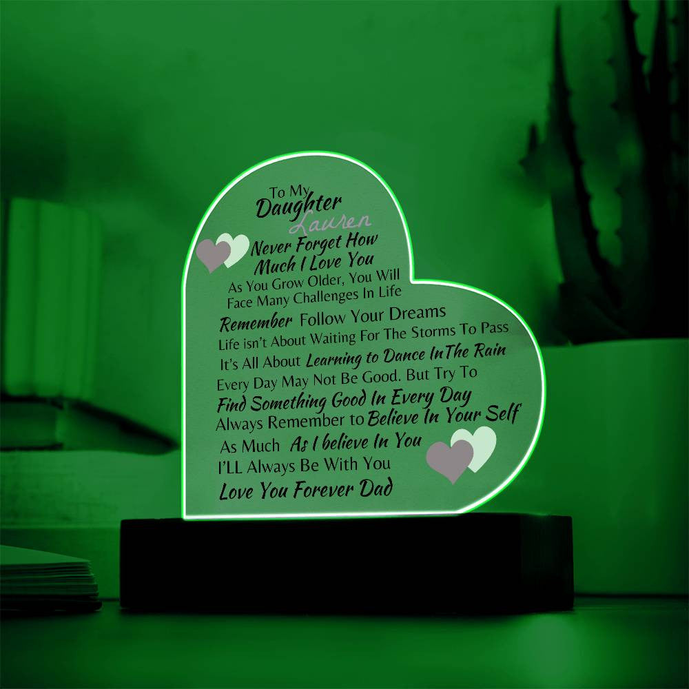 Personalized-To My Daughter -Love You Forever Heart Acrylic Plaque