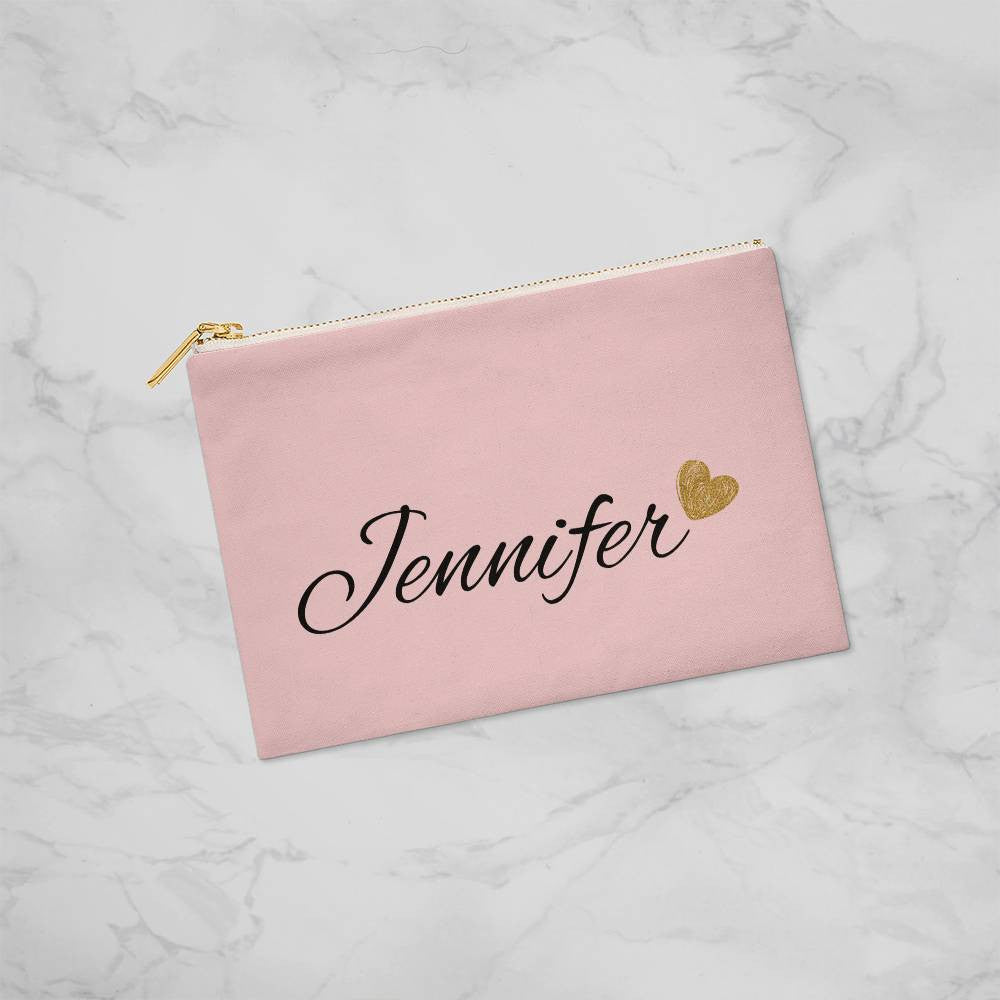 Personalized Large Gray Cosmetic Bag