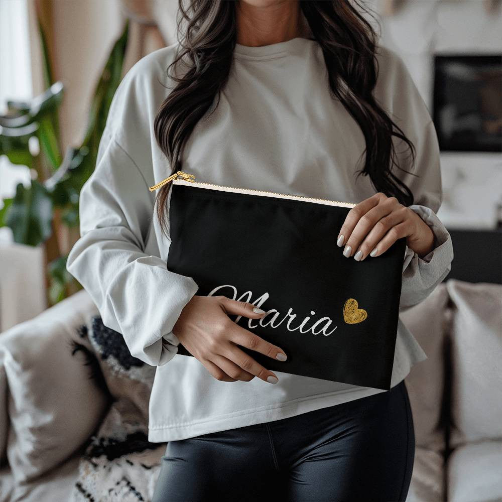 Personalized Bridesmaid Black Cosmetic Bag