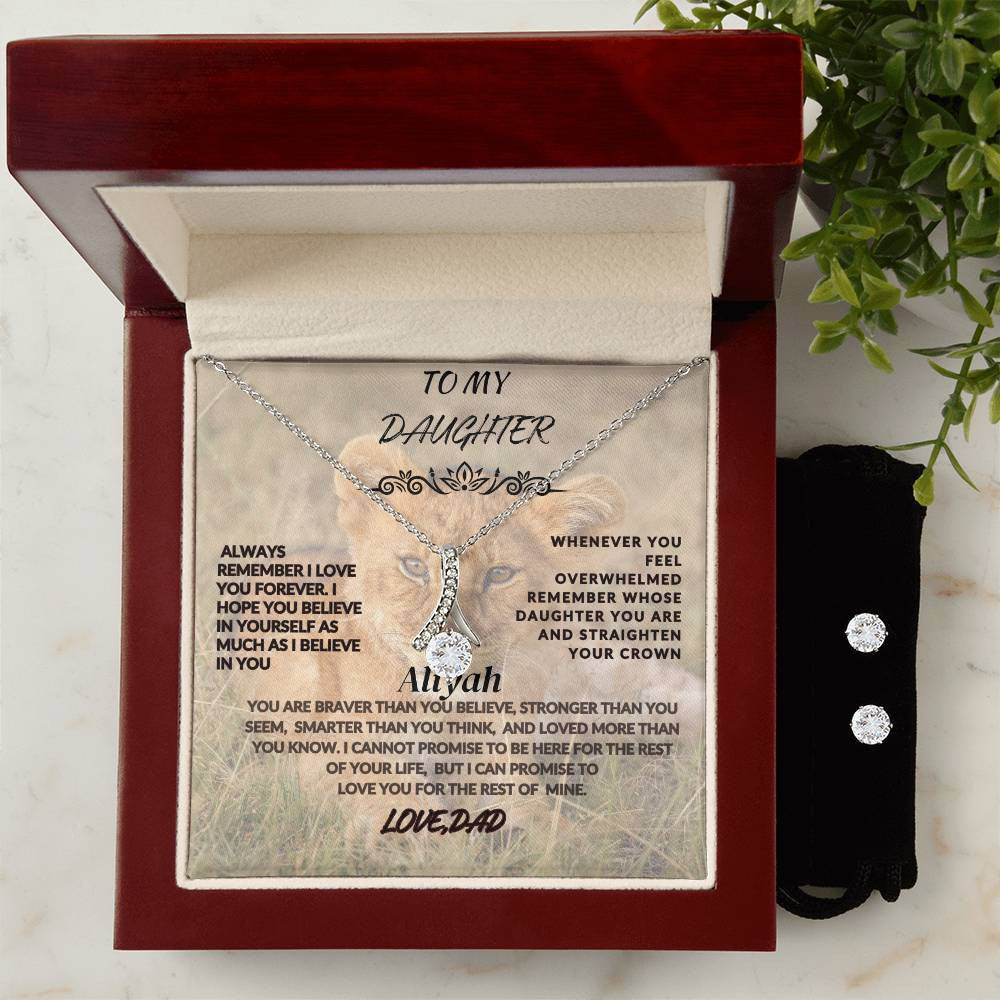 To My Daughter Fix Your Crown-Alluring Beauty Necklace and Earring Set