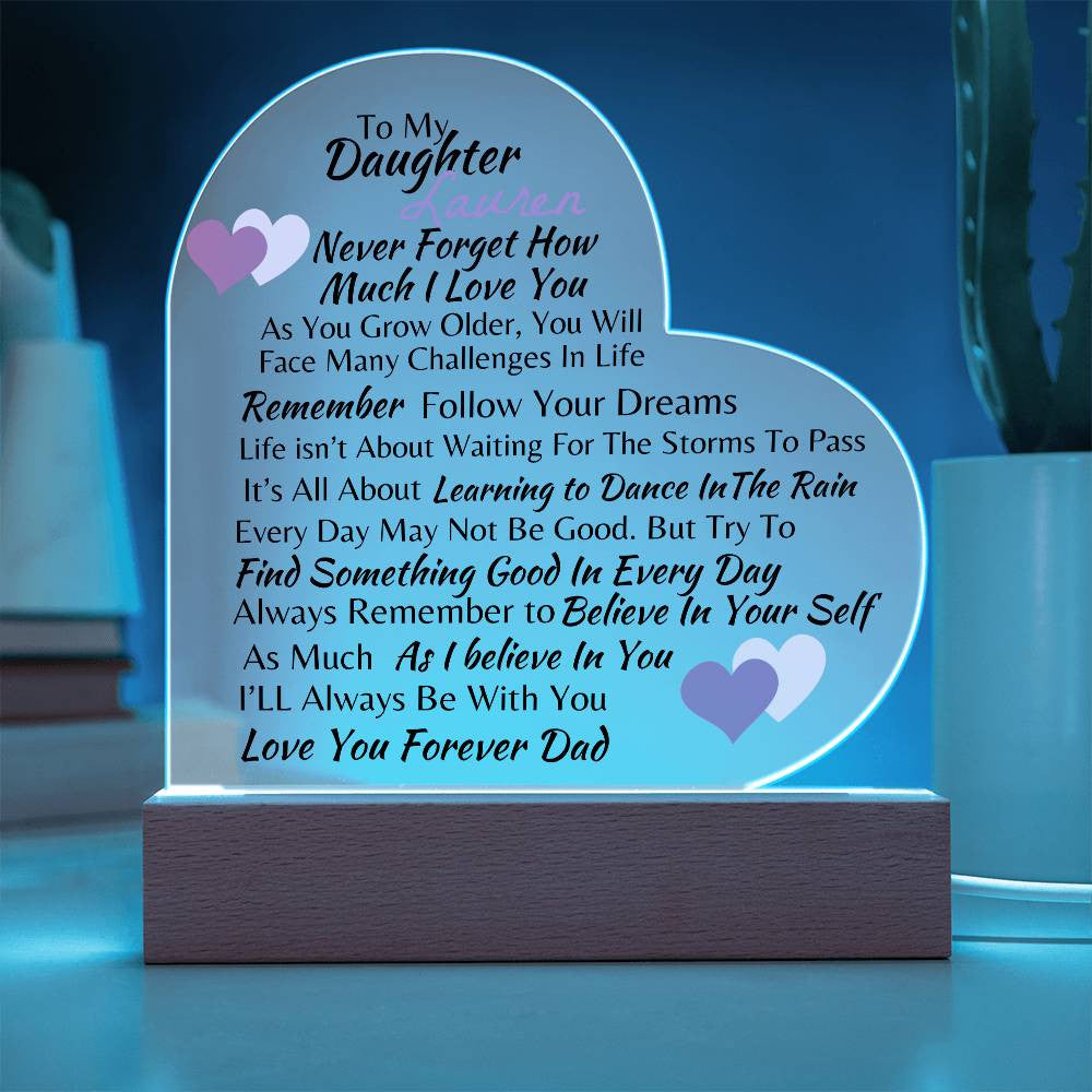 Personalized-To My Daughter -Love You Forever Heart Acrylic Plaque