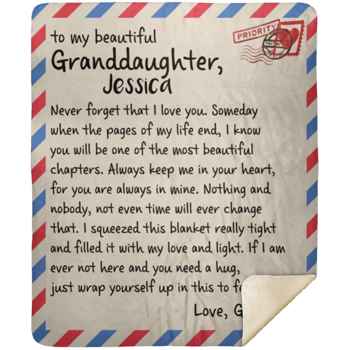 PERSONALIZED GRANDDAUGHTER I LOVE YOU LETTER BLANKET