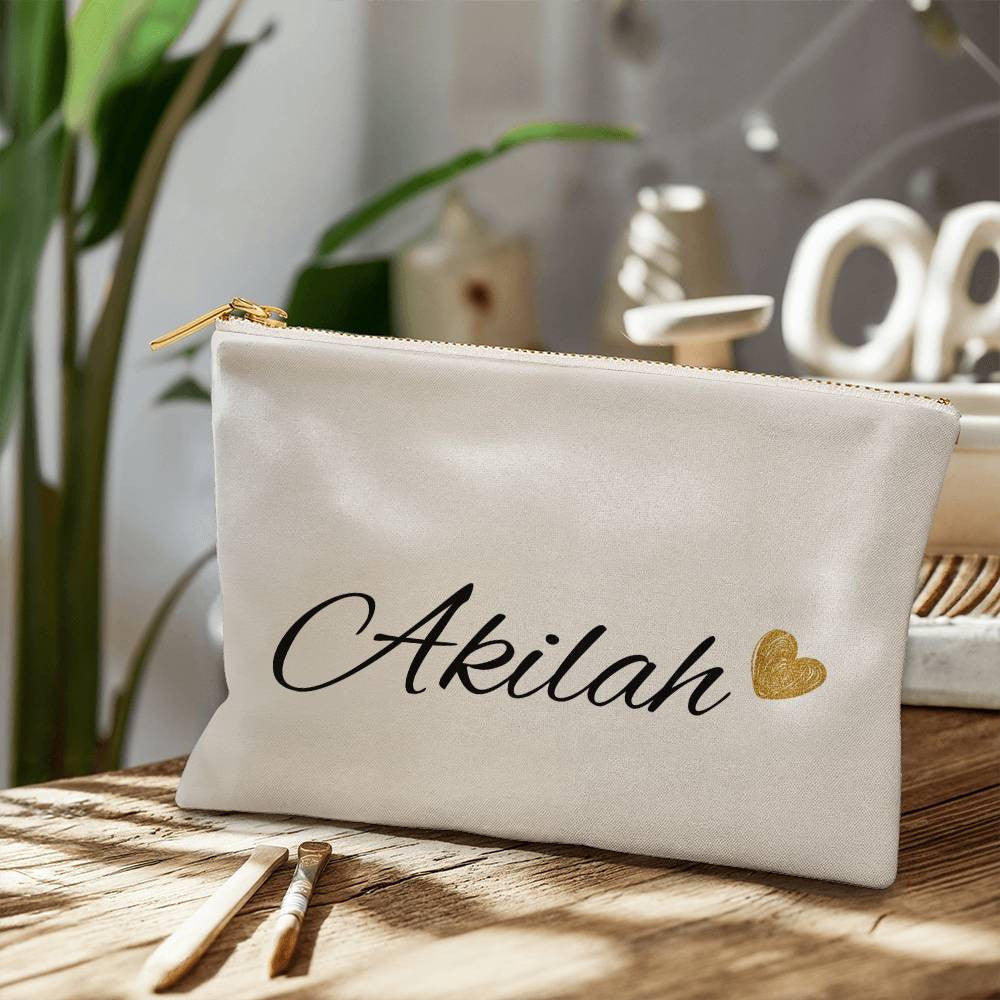 Personalized Large Gray Cosmetic Bag