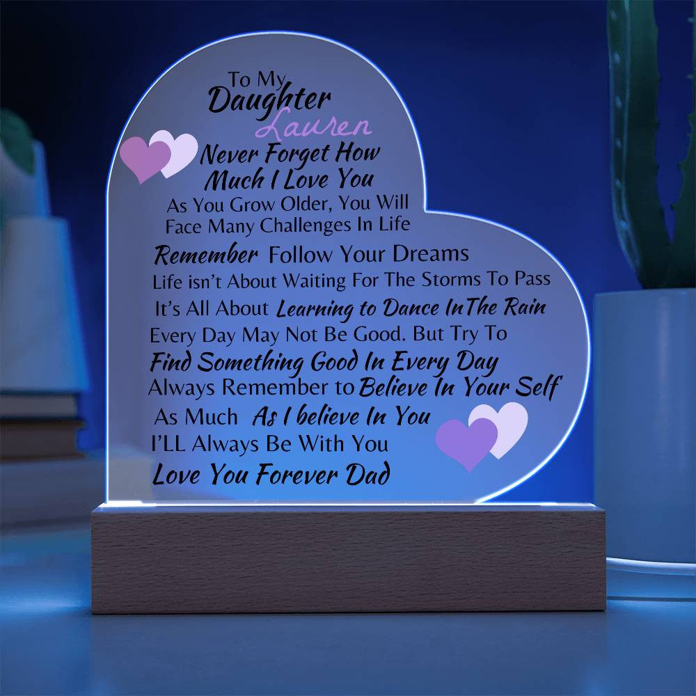 Personalized-To My Daughter -Love You Forever Heart Acrylic Plaque