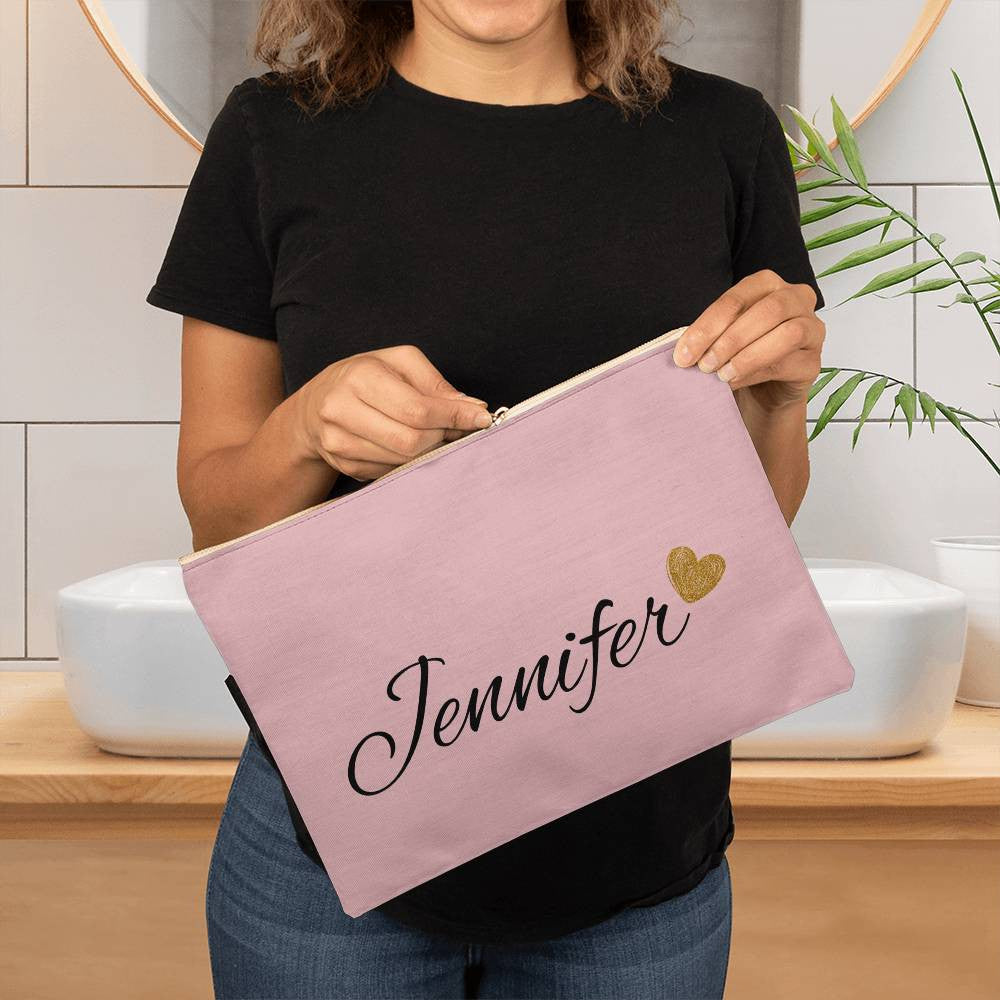 Personalized Large Gray Cosmetic Bag