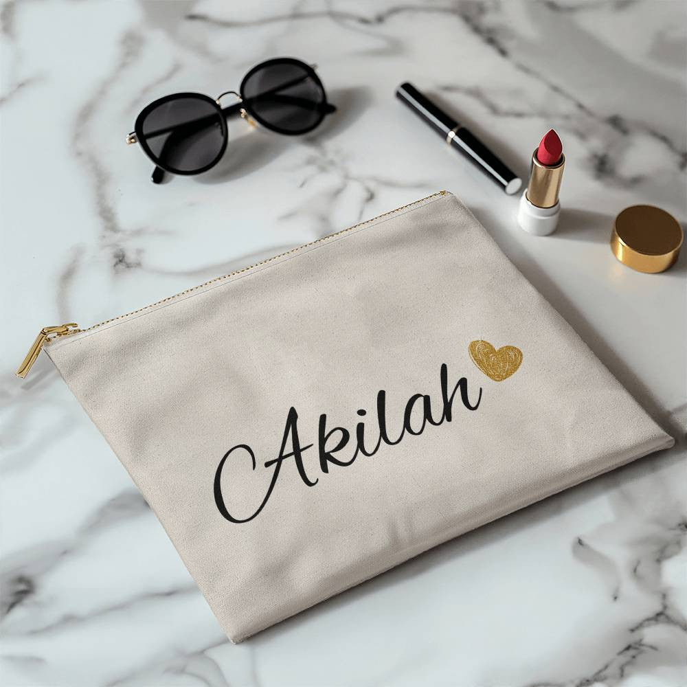 Personalized Large Gray Cosmetic Bag