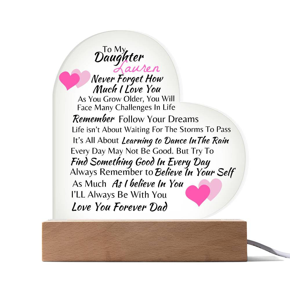 Personalized-To My Daughter -Love You Forever Heart Acrylic Plaque