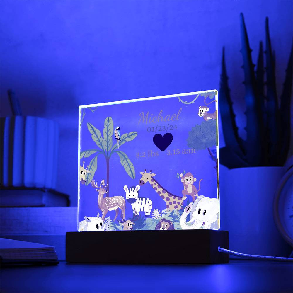 New Born Stats-Keepsake Square Acrylic