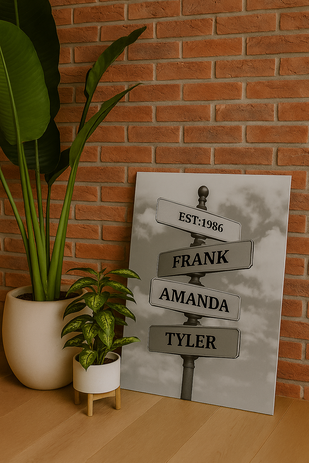 Custom Vintage Directional Signpost – Personalized Family Name Wall Art