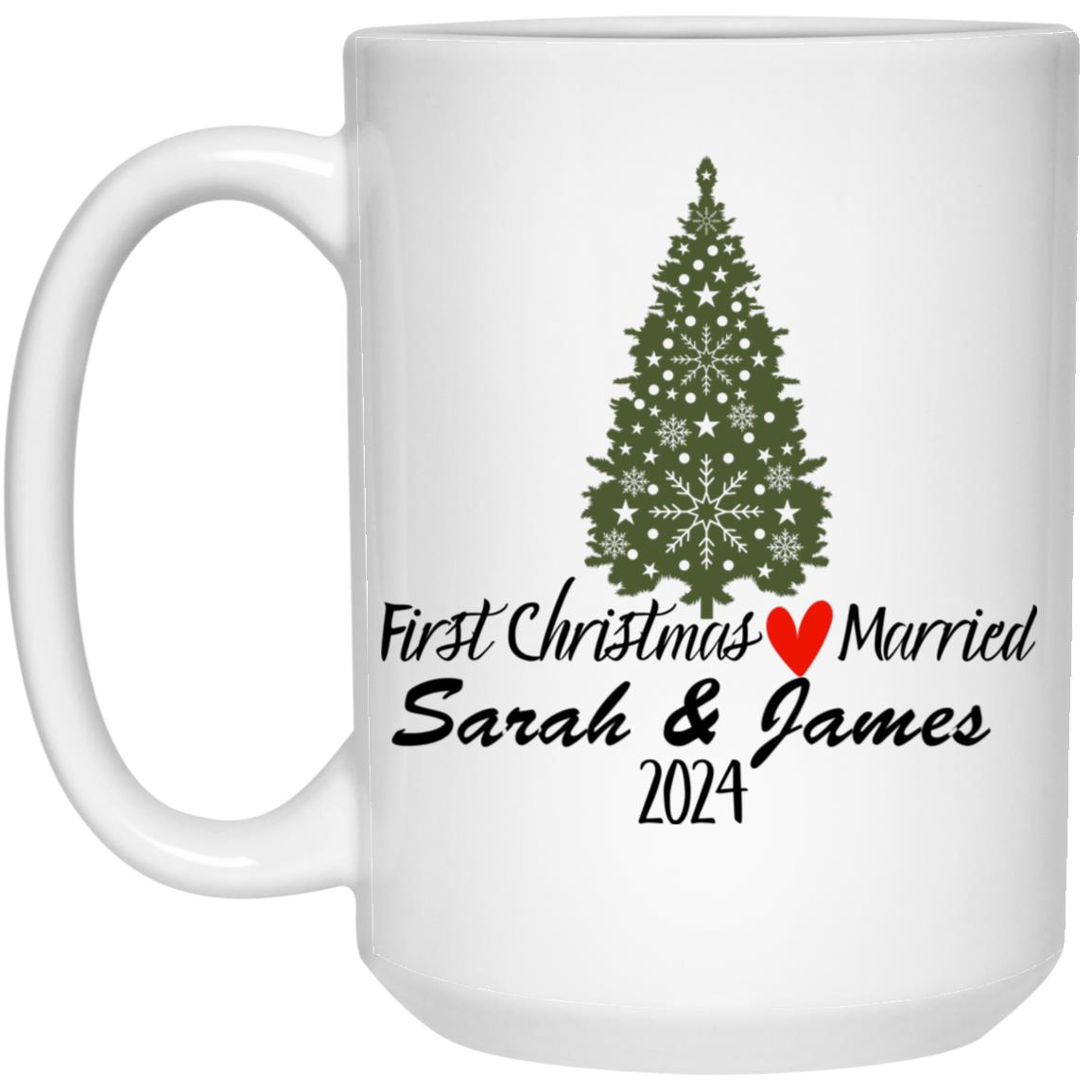 Personalized First Christmas Married 15oz White Mug
