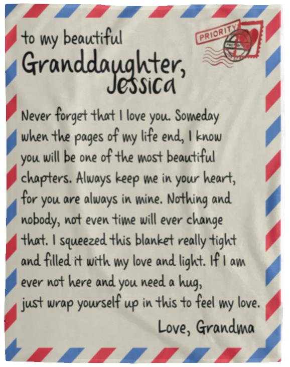 PERSONALIZED GRANDDAUGHTER I LOVE YOU LETTER BLANKET
