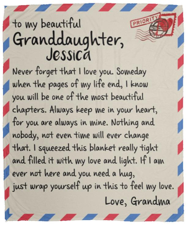 PERSONALIZED GRANDDAUGHTER I LOVE YOU LETTER BLANKET