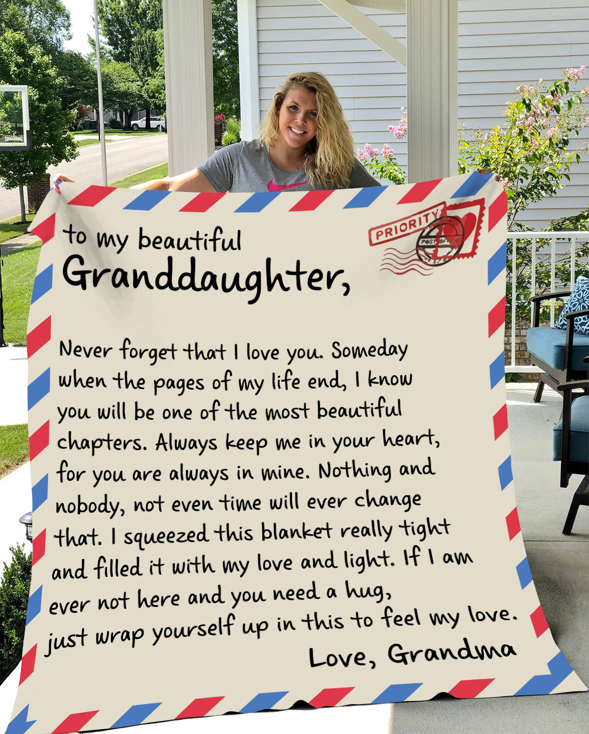 PERSONALIZED GRANDDAUGHTER I LOVE YOU LETTER BLANKET