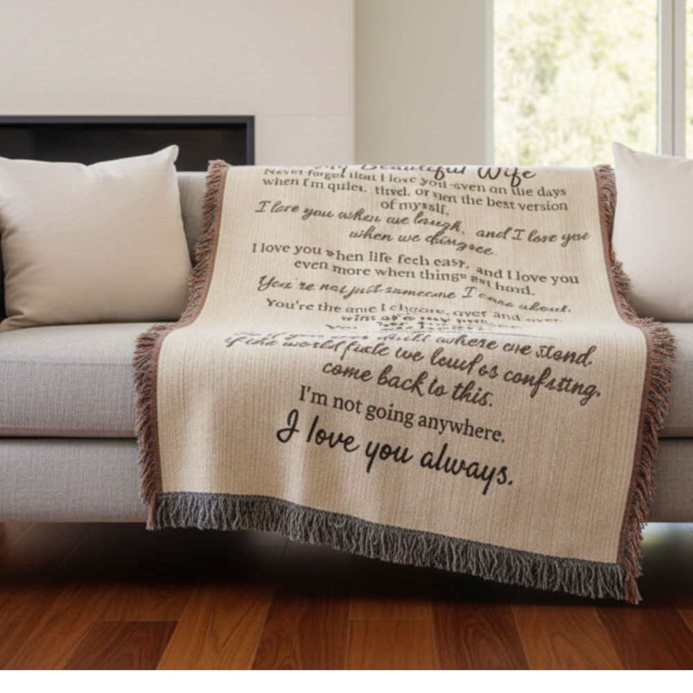 To My Beautiful Wife Woven Heirloom Blanket- Keepsake Forever Love Letter
