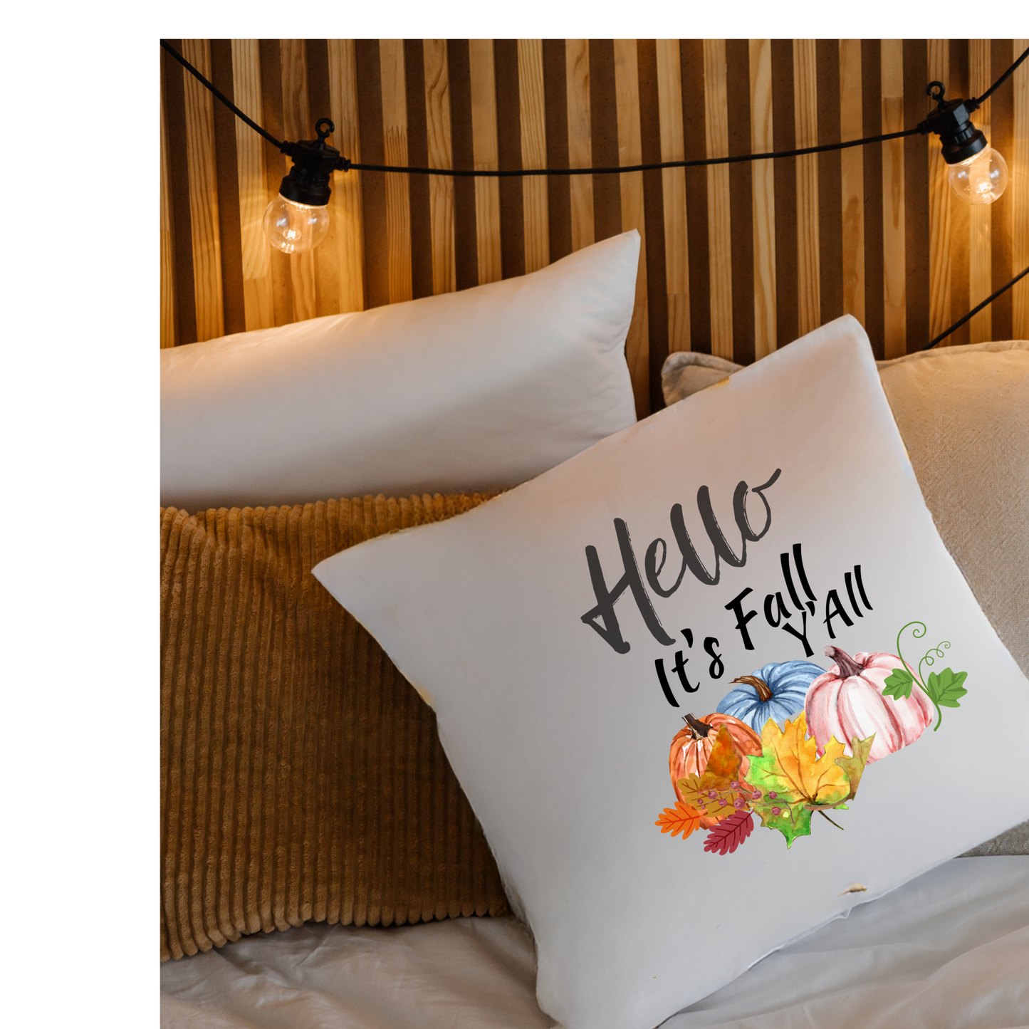 HELLO IT'S FALL Y'ALL 16in Medium Square Pillow