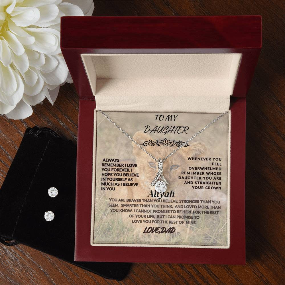 To My Daughter Fix Your Crown-Alluring Beauty Necklace and Earring Set