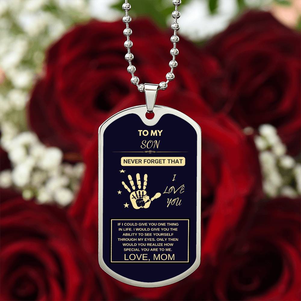 TO MY SON, DOG TAG KEEPSAKE- FROM MOM