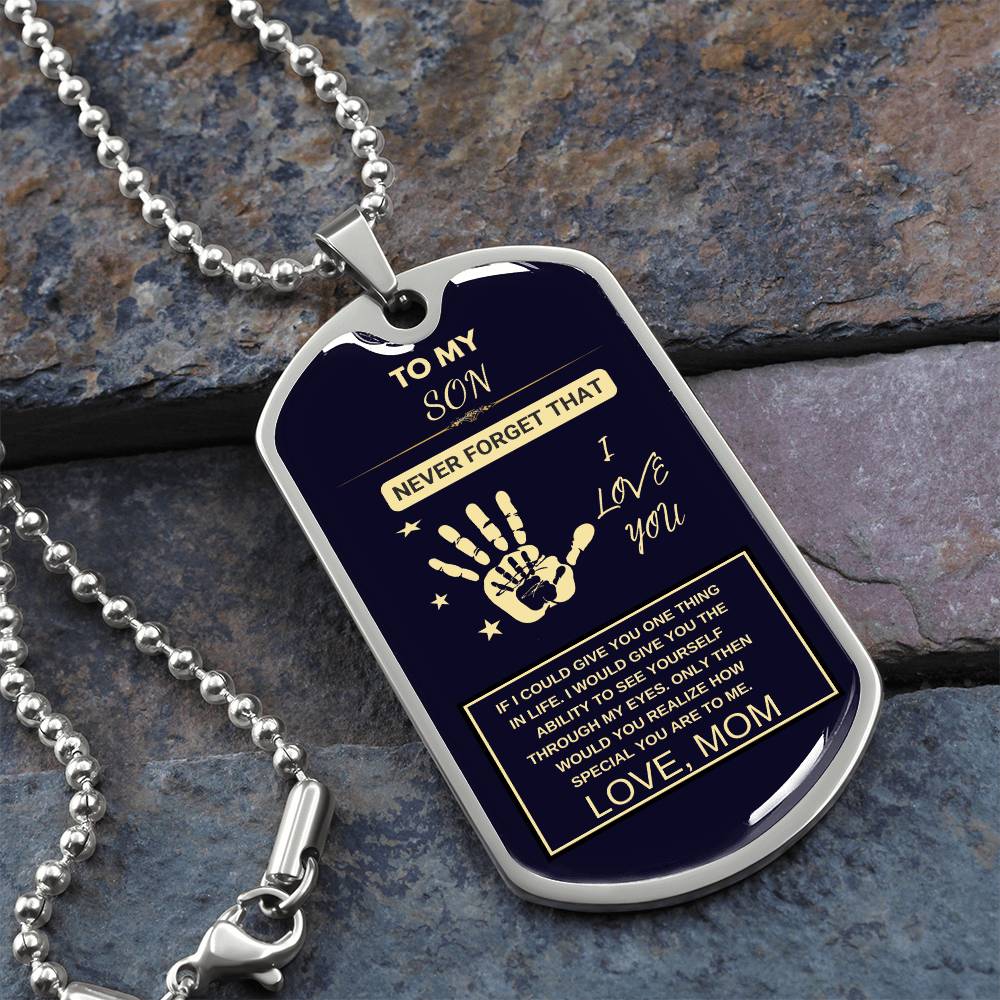 TO MY SON, DOG TAG KEEPSAKE- FROM MOM