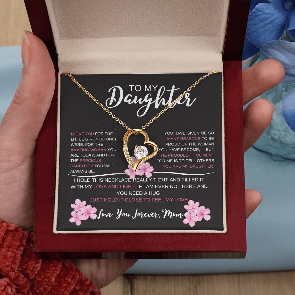 To My Daughter, I Love You Forever Heart Necklace