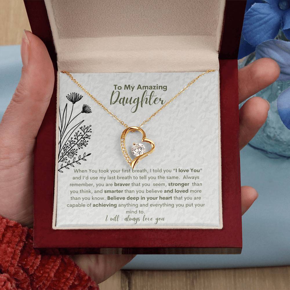 My Amazing Daughter You Are Capable-Heart Necklace