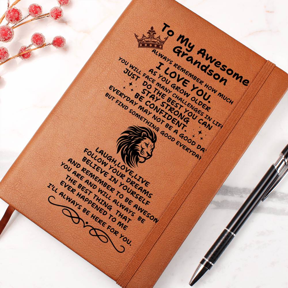 To My Awesome Grandson-Graduation Leather Journal