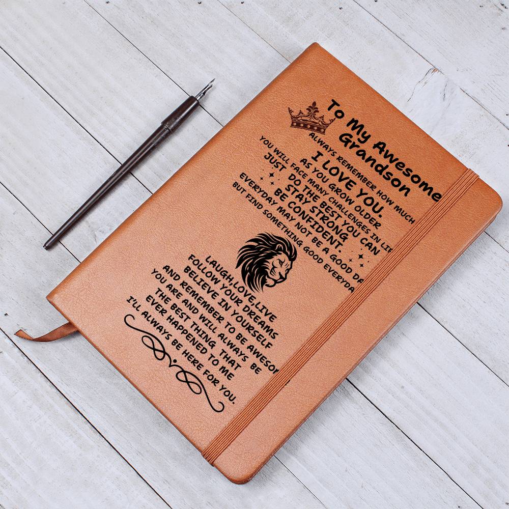 To My Awesome Grandson-Graduation Leather Journal