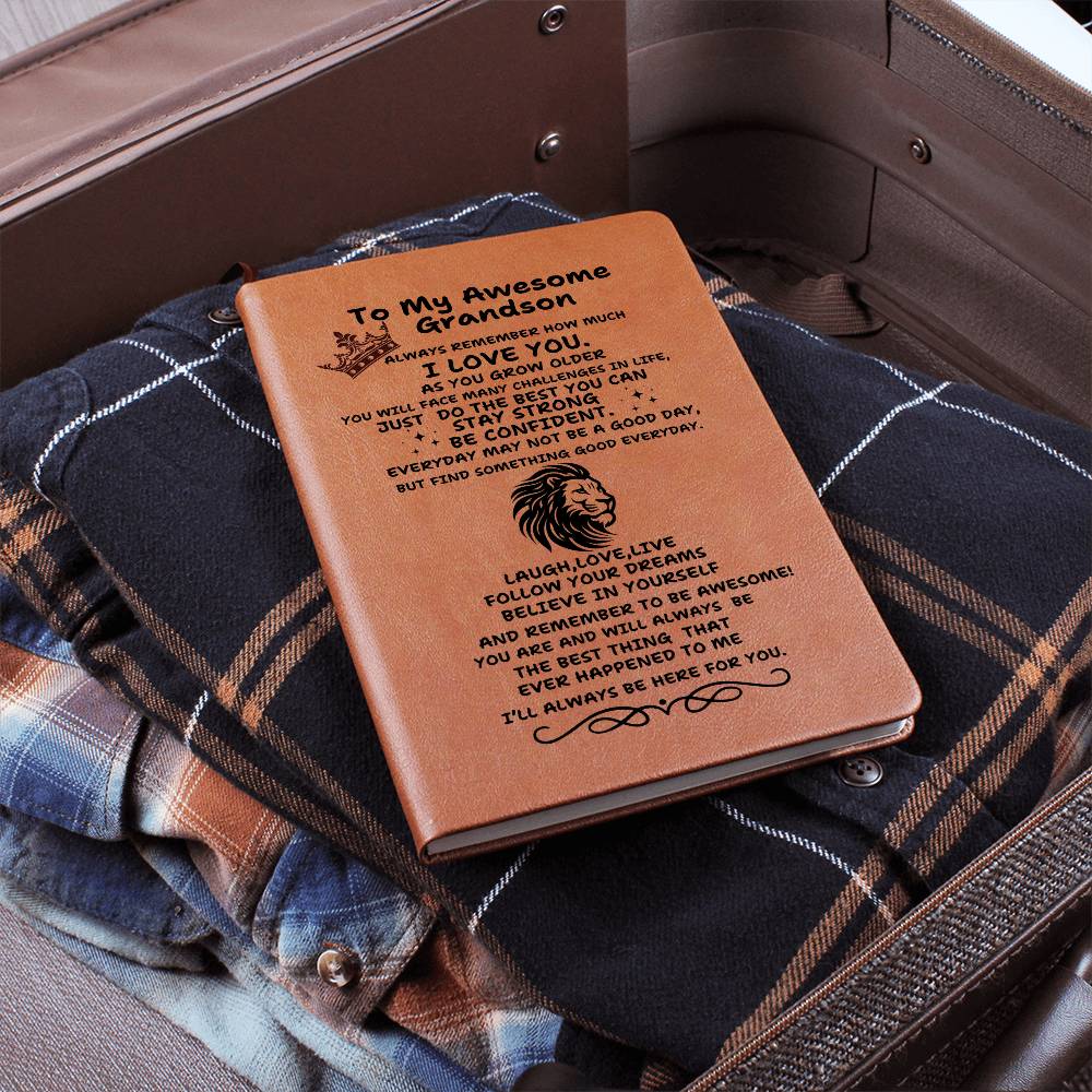 To My Awesome Grandson-Graduation Leather Journal