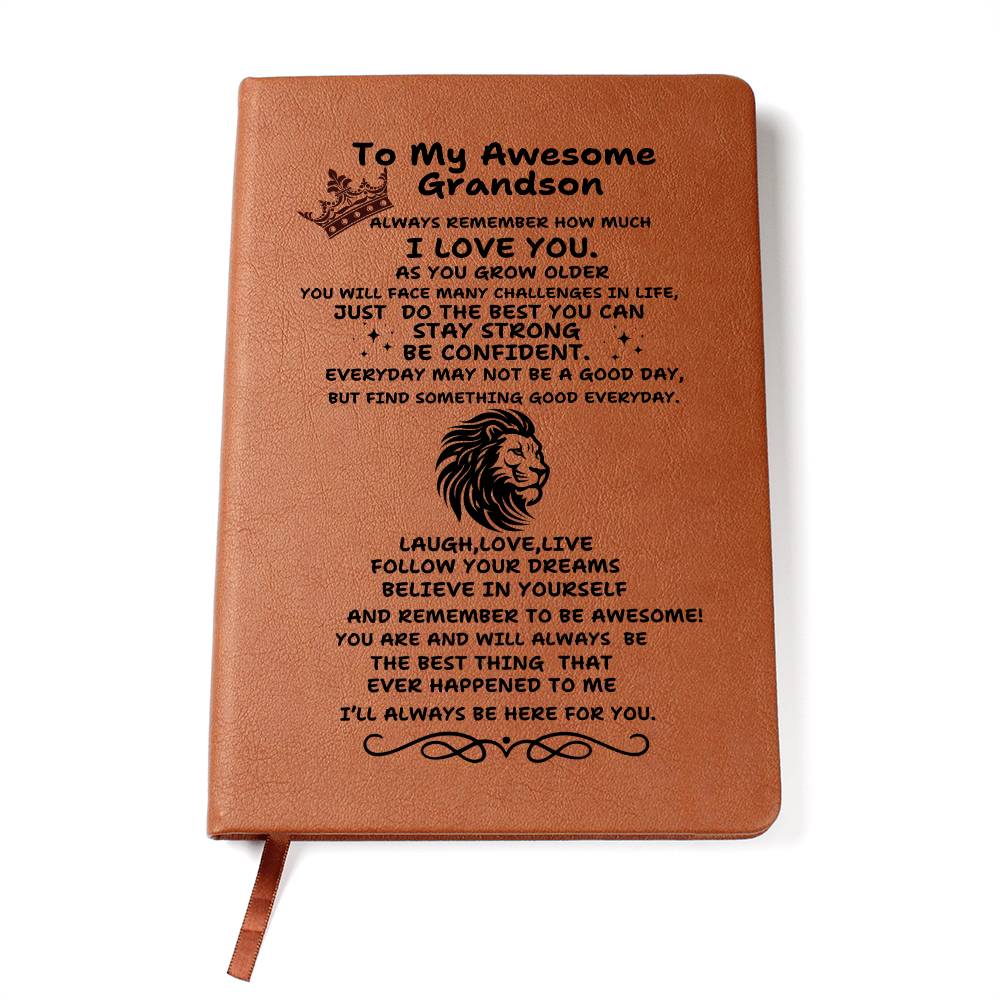 To My Awesome Grandson-Graduation Leather Journal