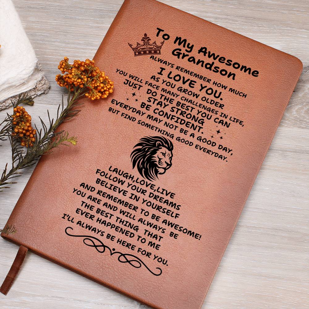 To My Awesome Grandson-Graduation Leather Journal