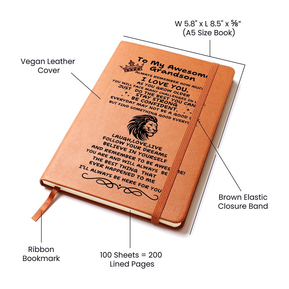 To My Awesome Grandson-Graduation Leather Journal