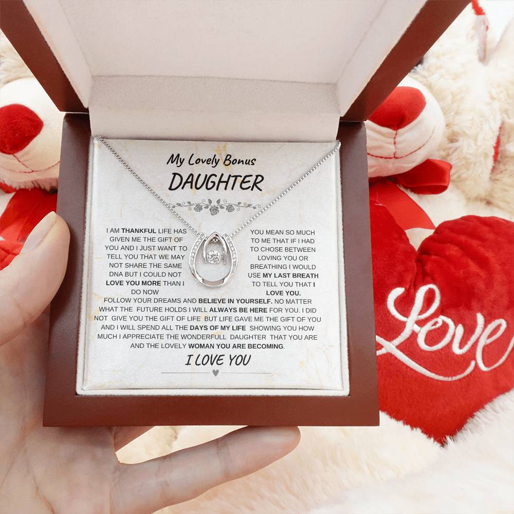 My Lovely Bonus Daughter-Lucky In Love Necklace