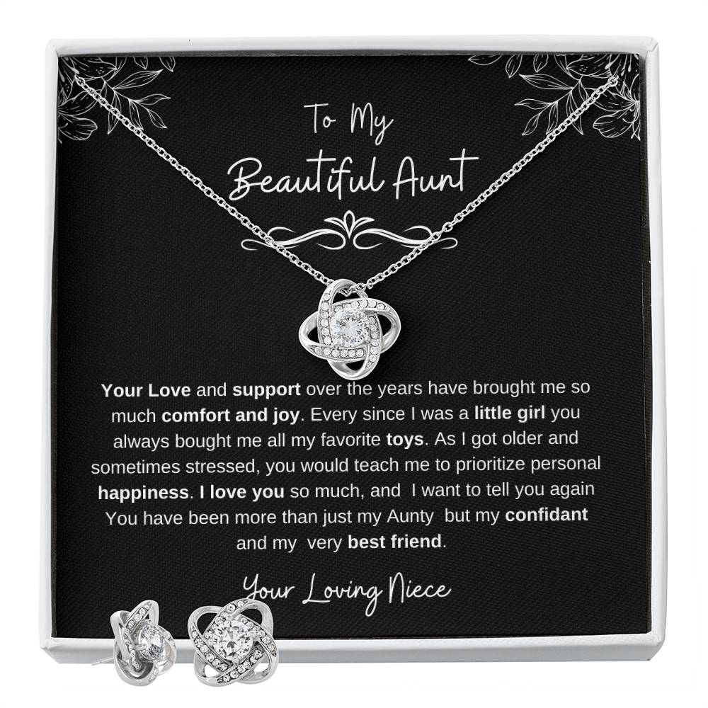 To My Beautiful Aunt-Love Knot Necklace and Earring Set