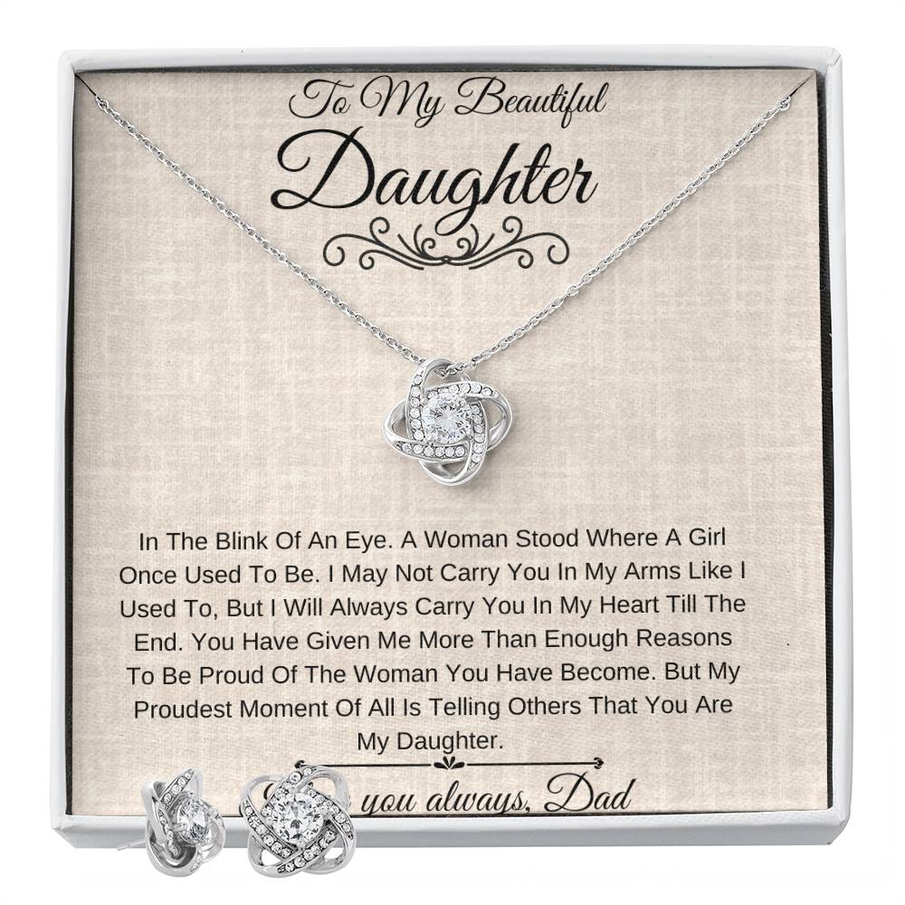 My Daughter- I am so Proud| Love Knot Necklace Set