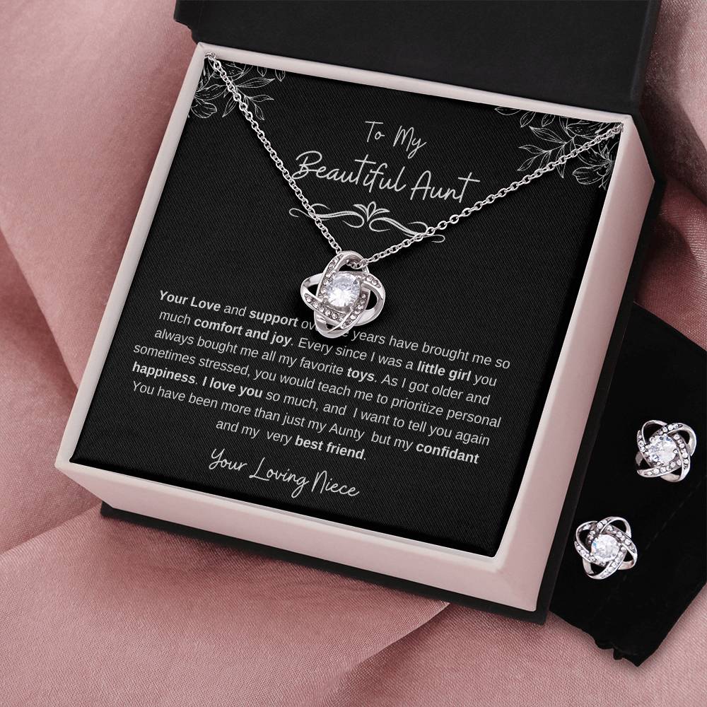 To My Beautiful Aunt-Love Knot Necklace and Earring Set