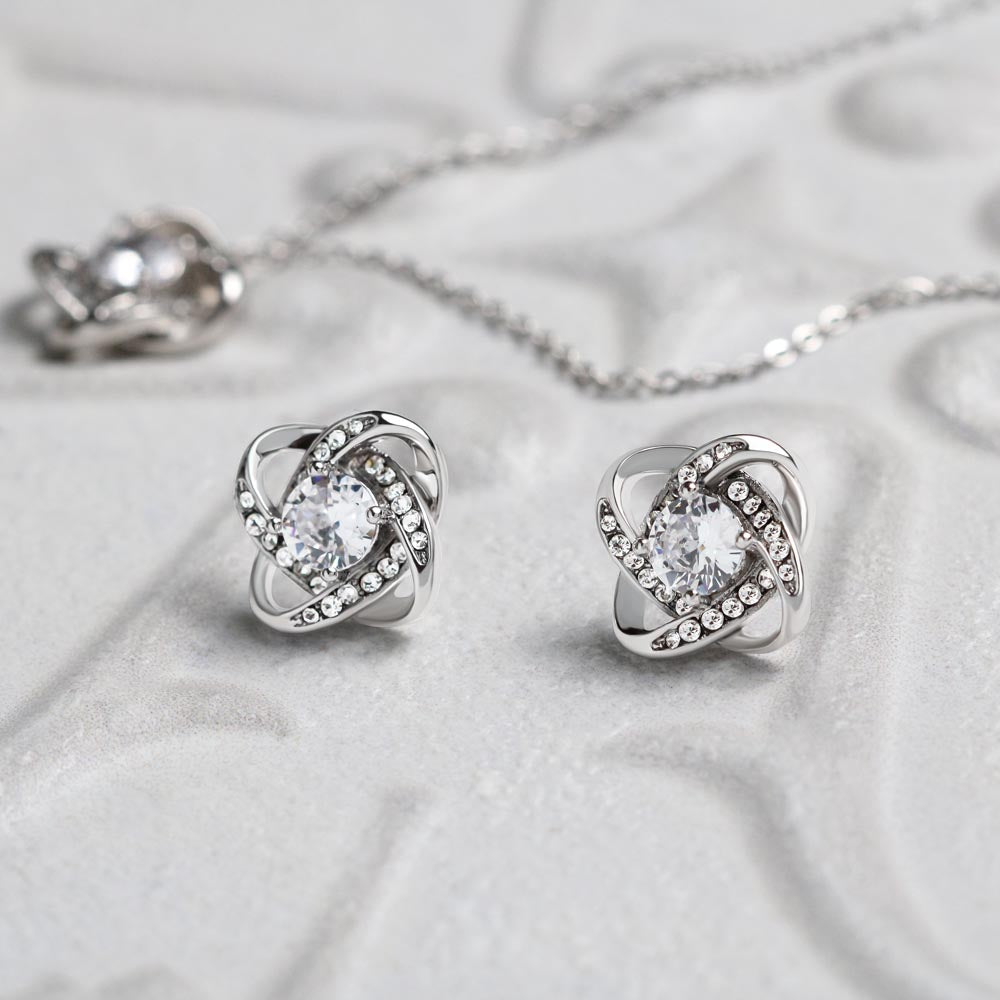 To My Dearest Mom-Love Knot Necklace and Earring Set