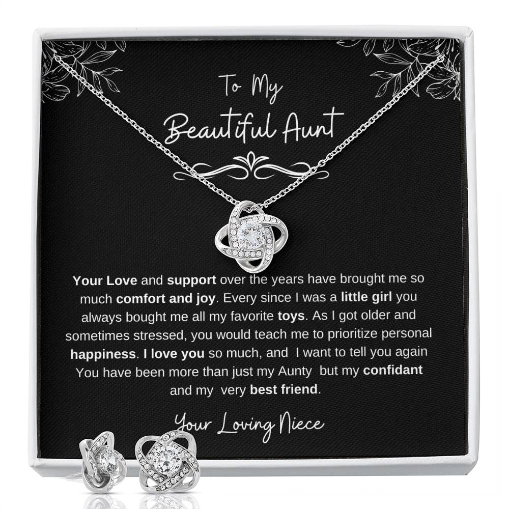 To My Beautiful Aunt-Love Knot Necklace and Earring Set