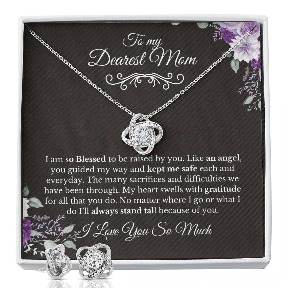 To My Dearest Mom-Love Knot Necklace and Earring Set