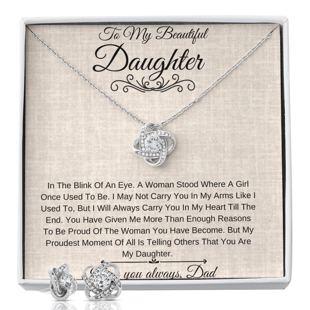 My Daughter- I am so Proud| Love Knot Necklace Set