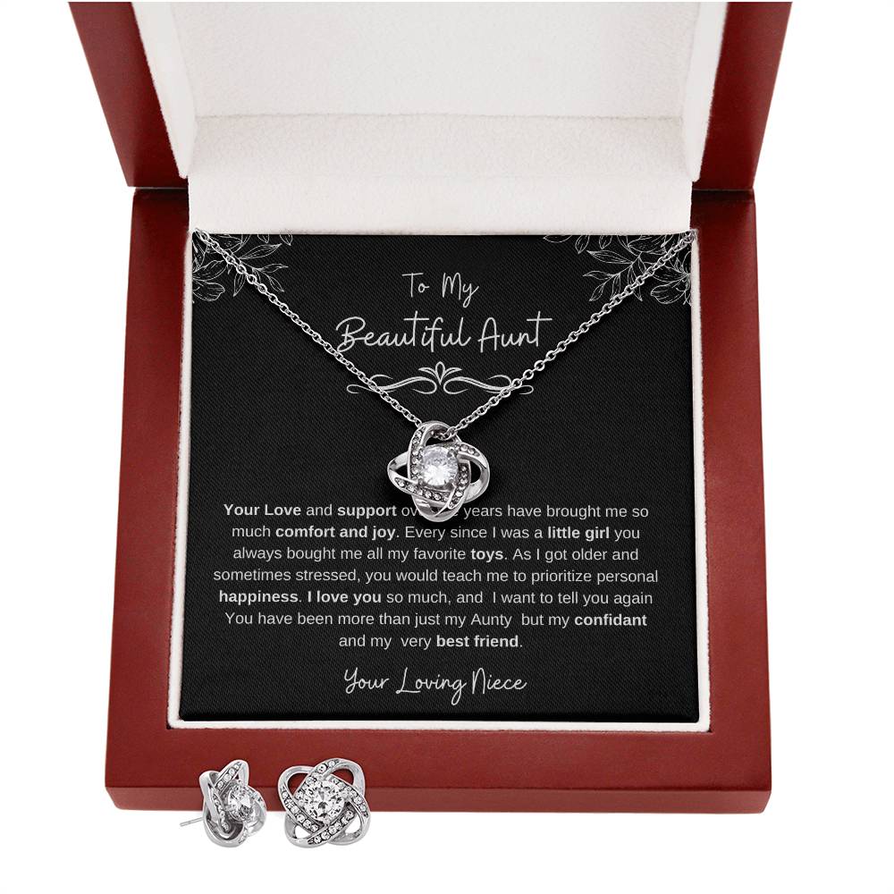 To My Beautiful Aunt-Love Knot Necklace and Earring Set