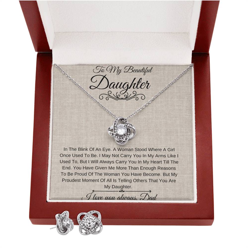 My Daughter- I am so Proud| Love Knot Necklace Set
