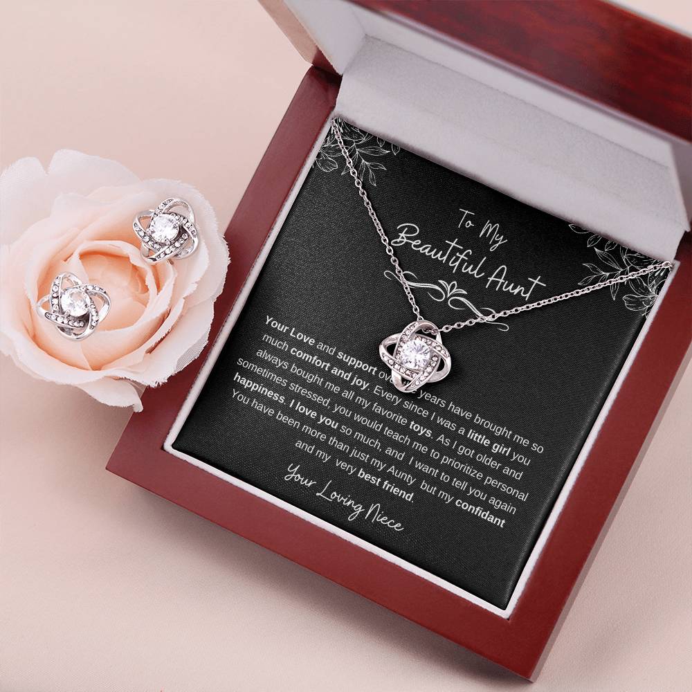 To My Beautiful Aunt-Love Knot Necklace and Earring Set