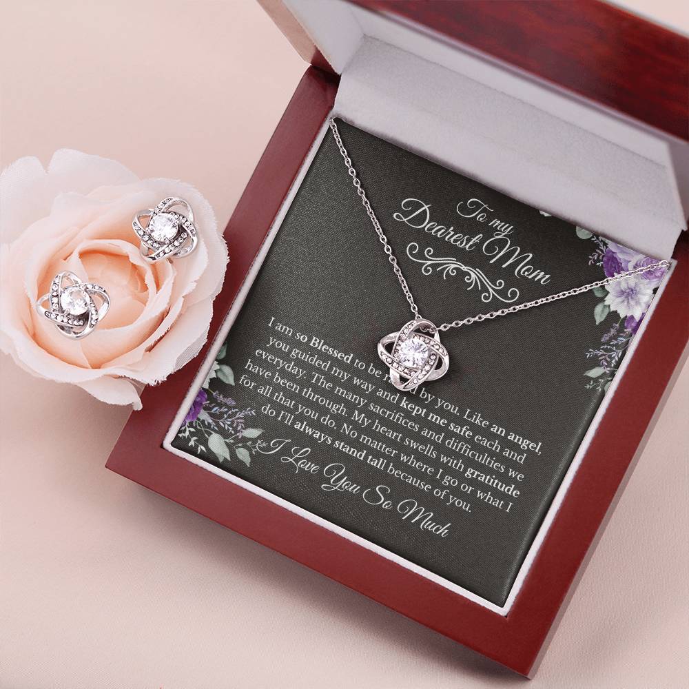To My Dearest Mom-Love Knot Necklace and Earring Set