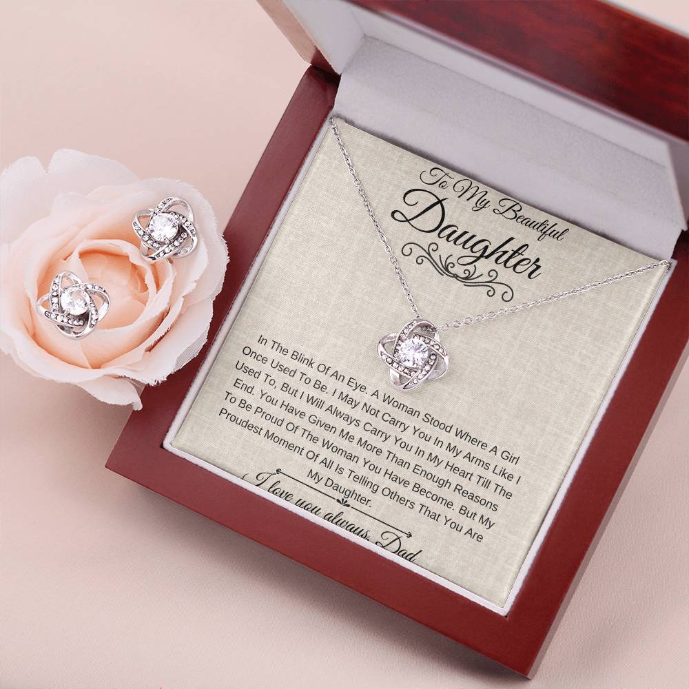 My Daughter- I am so Proud| Love Knot Necklace Set