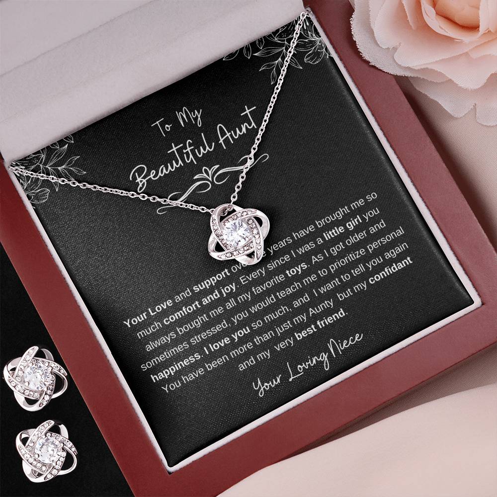 To My Beautiful Aunt-Love Knot Necklace and Earring Set