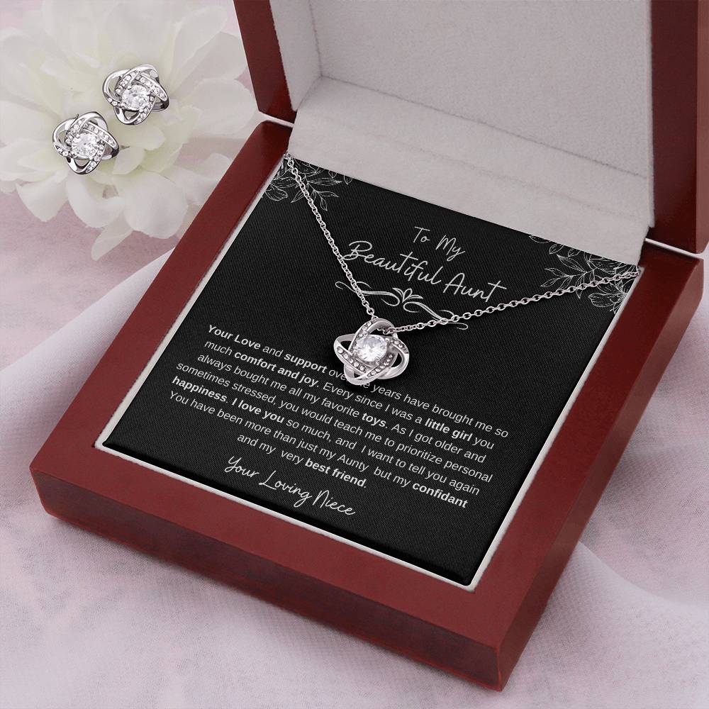 To My Beautiful Aunt-Love Knot Necklace and Earring Set
